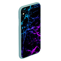 Чехол iPhone XS Max матовый МРАМОР NEON, цвет: 3D-мятный — фото 2