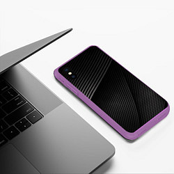 Чехол iPhone XS Max матовый МЕТАЛЛИЧЕСКИЕ ПОЛОСЫ, цвет: 3D-фиолетовый — фото 2