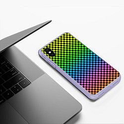 Чехол iPhone XS Max матовый РАДУЖНАЯ ШАХМАТКА, цвет: 3D-светло-сиреневый — фото 2