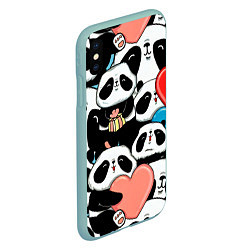 Чехол iPhone XS Max матовый Панды, цвет: 3D-мятный — фото 2