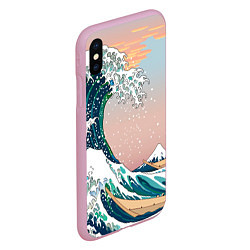 Чехол iPhone XS Max матовый Большая волна в канагаве, цвет: 3D-розовый — фото 2