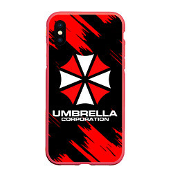 Чехол iPhone XS Max матовый Umbrella Corporation, цвет: 3D-красный