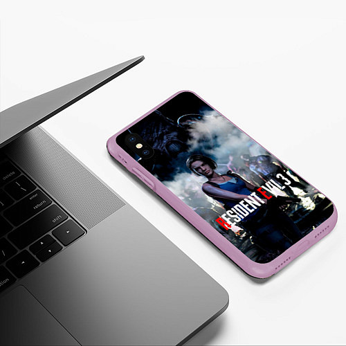 Чехол iPhone XS Max матовый RESIDENT EVIL 3 / 3D-Сиреневый – фото 3