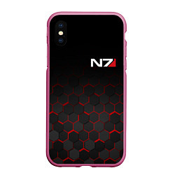 Чехол iPhone XS Max матовый MASS EFFECT N7, цвет: 3D-малиновый