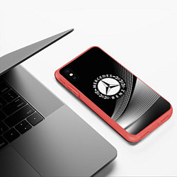 Чехол iPhone XS Max матовый MERCEDES-BENZ, цвет: 3D-красный — фото 2