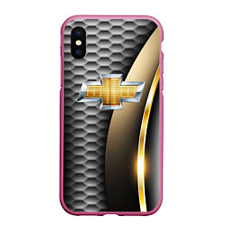 Чехол iPhone XS Max матовый CHEVROLET, цвет: 3D-малиновый