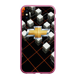 Чехол iPhone XS Max матовый CHEVROLET, цвет: 3D-малиновый