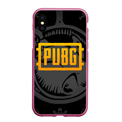 Чехол iPhone XS Max матовый PUBG, цвет: 3D-малиновый