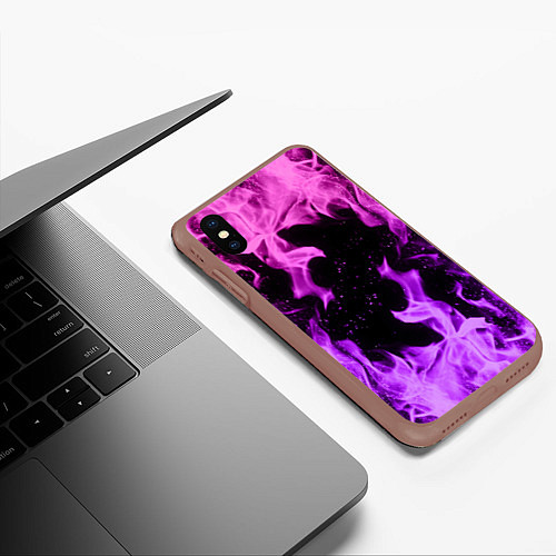 Чехол iPhone XS Max матовый ЦВЕТНОЙ ОГОНЬ / 3D-Коричневый – фото 3