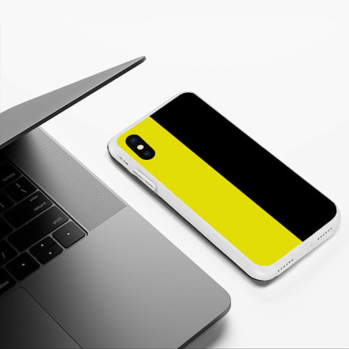 Чехол iPhone XS Max матовый BLACK YELLOW / 3D-Белый – фото 3