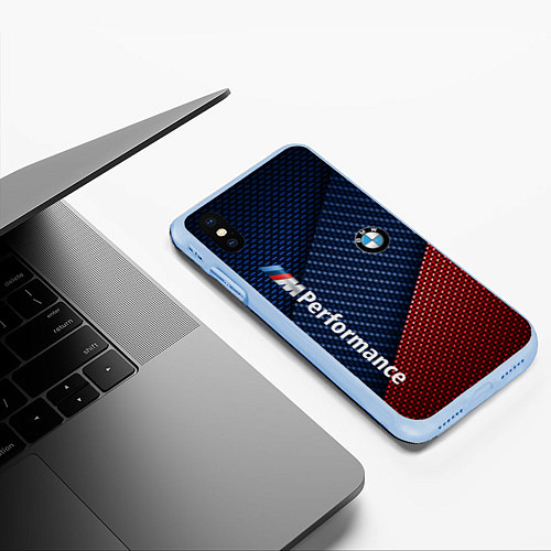 Чехол iPhone XS Max матовый BMW PERFORMANCE / 3D-Голубой – фото 3