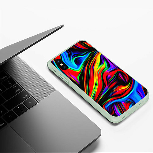 Чехол iPhone XS Max матовый ABSTRACT / 3D-Салатовый – фото 3