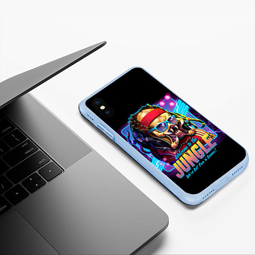 Чехол iPhone XS Max матовый PREDATOR / 3D-Голубой – фото 3