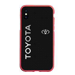 Чехол iPhone XS Max матовый Toyota CARBON, цвет: 3D-красный