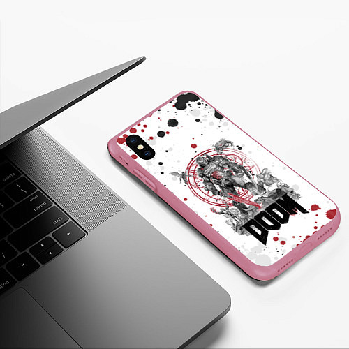 Чехол iPhone XS Max матовый Doom / 3D-Малиновый – фото 3