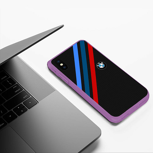 Чехол iPhone XS Max матовый BMW CARBON / 3D-Фиолетовый – фото 3
