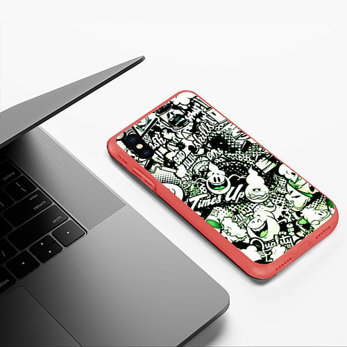 Чехол iPhone XS Max матовый Граффити / 3D-Красный – фото 3