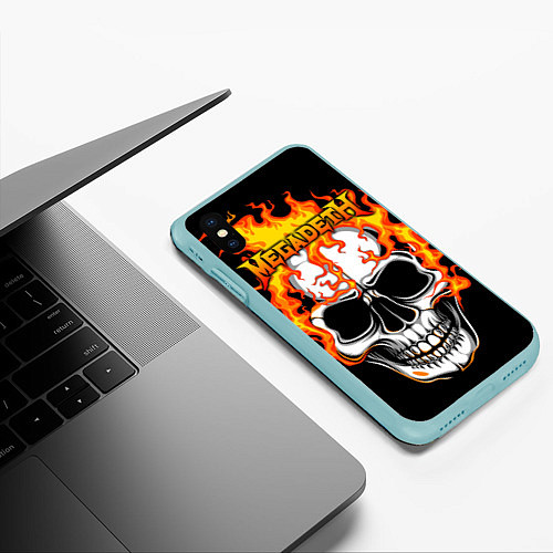 Чехол iPhone XS Max матовый Megadeth / 3D-Мятный – фото 3