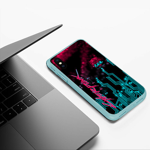 Чехол iPhone XS Max матовый CYBERPUNK / 3D-Мятный – фото 3