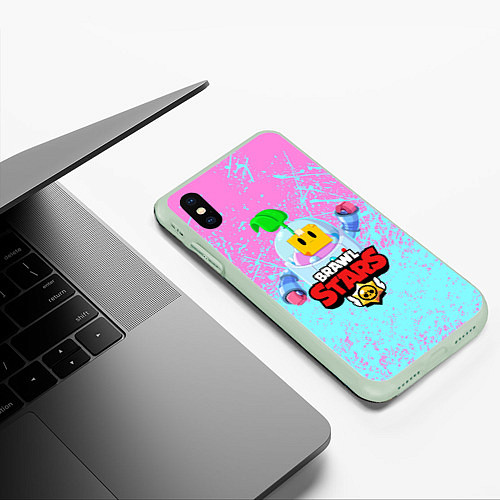 Чехол iPhone XS Max матовый BRAWL STARS SPROUT / 3D-Салатовый – фото 3