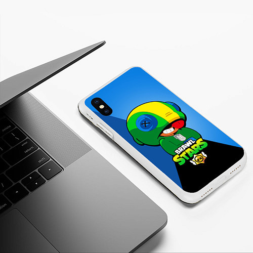 Чехол iPhone XS Max матовый LEON - BRAWL STARS / 3D-Белый – фото 3