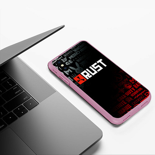 Чехол iPhone XS Max матовый RUST / 3D-Розовый – фото 3