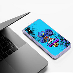 Чехол iPhone XS Max матовый Brawl Stars LEON, цвет: 3D-светло-сиреневый — фото 2