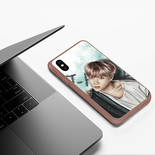 Чехол iPhone XS Max матовый BTS / 3D-Коричневый – фото 3