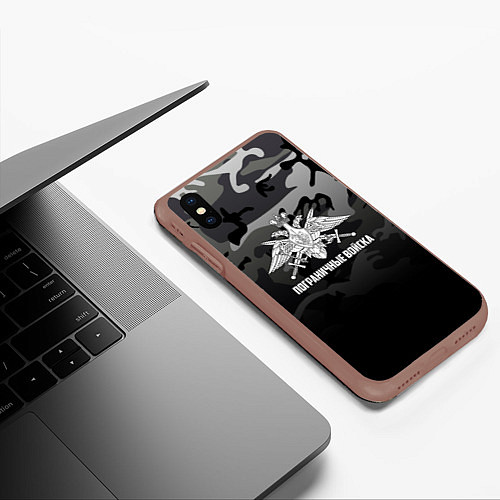 Чехол iPhone XS Max матовый Пограничные Войска / 3D-Коричневый – фото 3