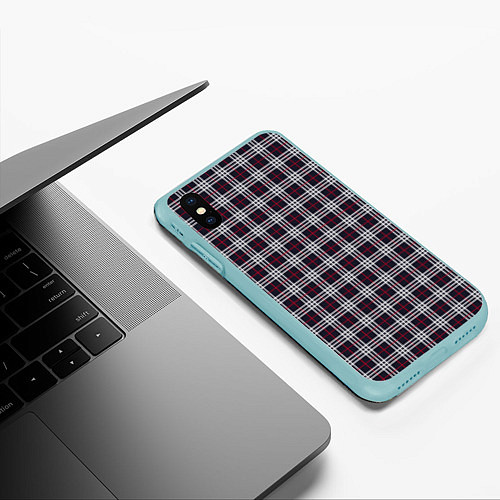Чехол iPhone XS Max матовый Классические в клеточку / 3D-Мятный – фото 3