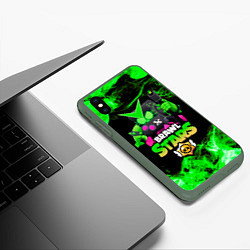 Чехол iPhone XS Max матовый Brawl Stars Virus 8-Bit, цвет: 3D-темно-зеленый — фото 2