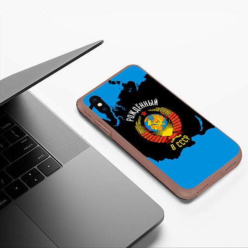 Чехол iPhone XS Max матовый СССР / 3D-Коричневый – фото 3