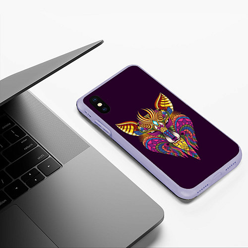 Чехол iPhone XS Max матовый Волшебная лиса / 3D-Светло-сиреневый – фото 3