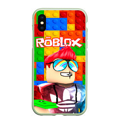 Чехол iPhone XS Max матовый ROBLOX 3, цвет: 3D-салатовый