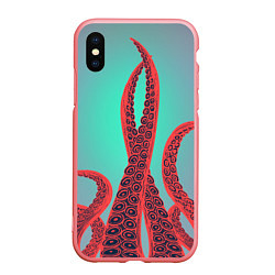 Чехол iPhone XS Max матовый Красные щупальца осминога, цвет: 3D-баблгам