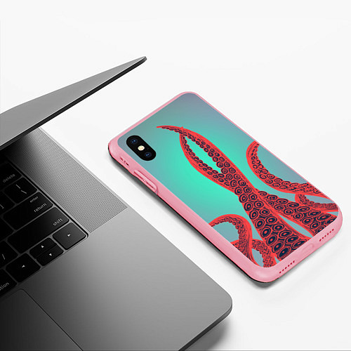 Чехол iPhone XS Max матовый Красные щупальца осминога / 3D-Баблгам – фото 3