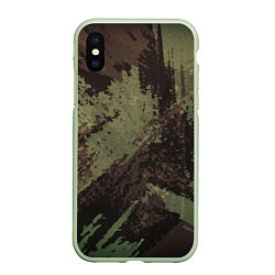 Чехол iPhone XS Max матовый КАМУФЛЯЖ BROWN, цвет: 3D-салатовый