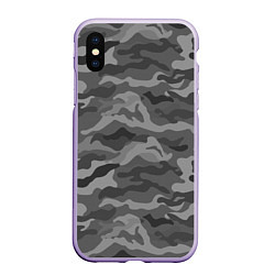 Чехол iPhone XS Max матовый КАМУФЛЯЖ GREY, цвет: 3D-светло-сиреневый