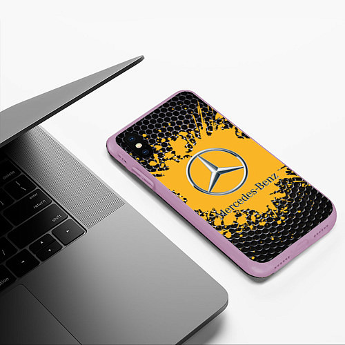 Чехол iPhone XS Max матовый Mercedes / 3D-Сиреневый – фото 3