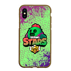 Чехол iPhone XS Max матовый Brawl Stars Spike, цвет: 3D-коричневый