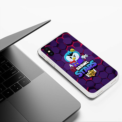 Чехол iPhone XS Max матовый Brawl Stars Mr P / 3D-Белый – фото 3