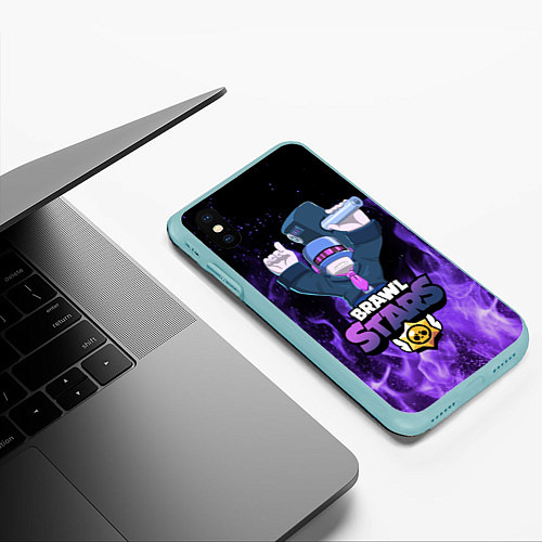 Чехол iPhone XS Max матовый Brawl Stars DJ Frank / 3D-Мятный – фото 3