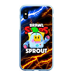 Чехол iPhone XS Max матовый BRAWL STARS SPROUT, цвет: 3D-голубой