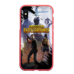 Чехол iPhone XS Max матовый PUBG, цвет: 3D-красный