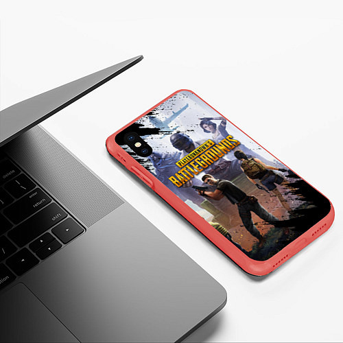 Чехол iPhone XS Max матовый PUBG / 3D-Красный – фото 3