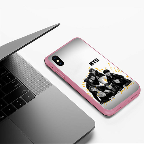 Чехол iPhone XS Max матовый BTS / 3D-Малиновый – фото 3