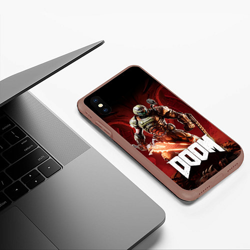 Чехол iPhone XS Max матовый Doom / 3D-Коричневый – фото 3