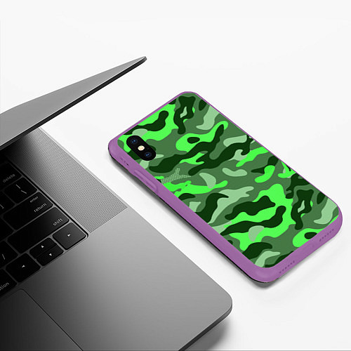 Чехол iPhone XS Max матовый CAMOUFLAGE GREEN / 3D-Фиолетовый – фото 3