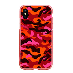 Чехол iPhone XS Max матовый CAMOUFLAGE RED, цвет: 3D-баблгам