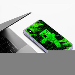 Чехол iPhone XS Max матовый MINECRAFT CREEPER, цвет: 3D-светло-сиреневый — фото 2